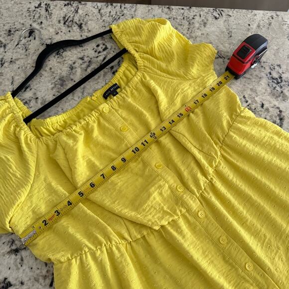 Lane Bryant Yellow Green Convertible Off-The-Shoulder Tiered Midi Dress 20 - Picture 11 of 12